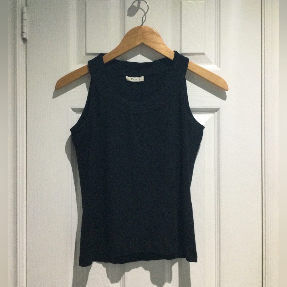 Precis  Black Fitted Sleeveless Tank Top